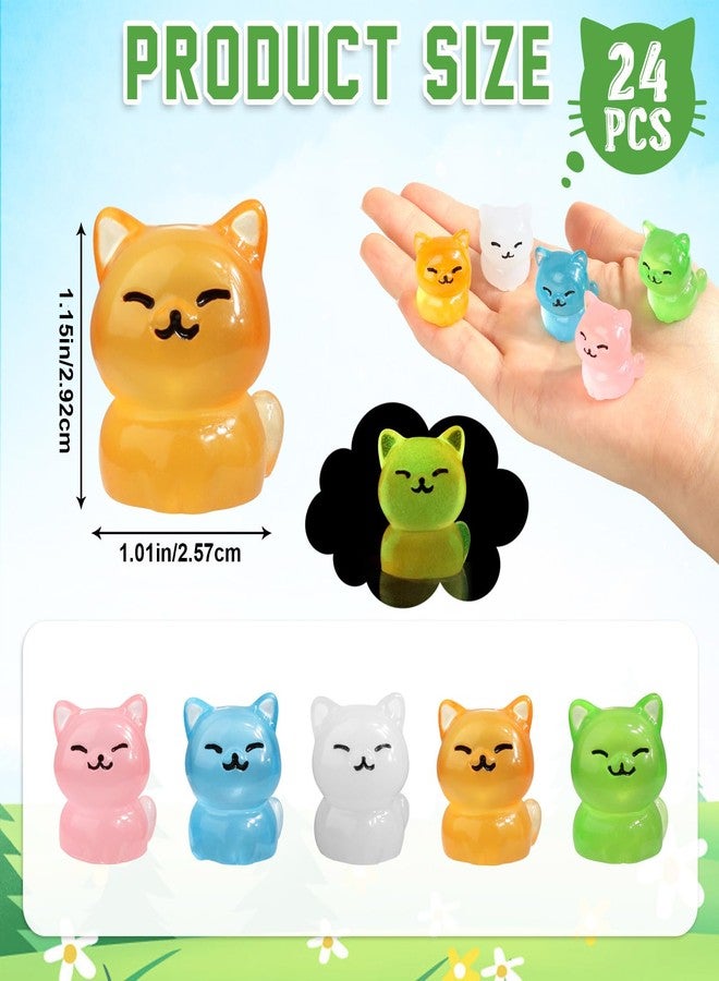VICROIC 24 PCS Luminous Mini Resin Cats, Miniature Cat Figurines, Tiny Cat Animals Ornaments Glow in The Dark for Dollhouse, Aquarium, Cake Decorations, Fairy Garden Landscape, DIY Crafts - Image 2